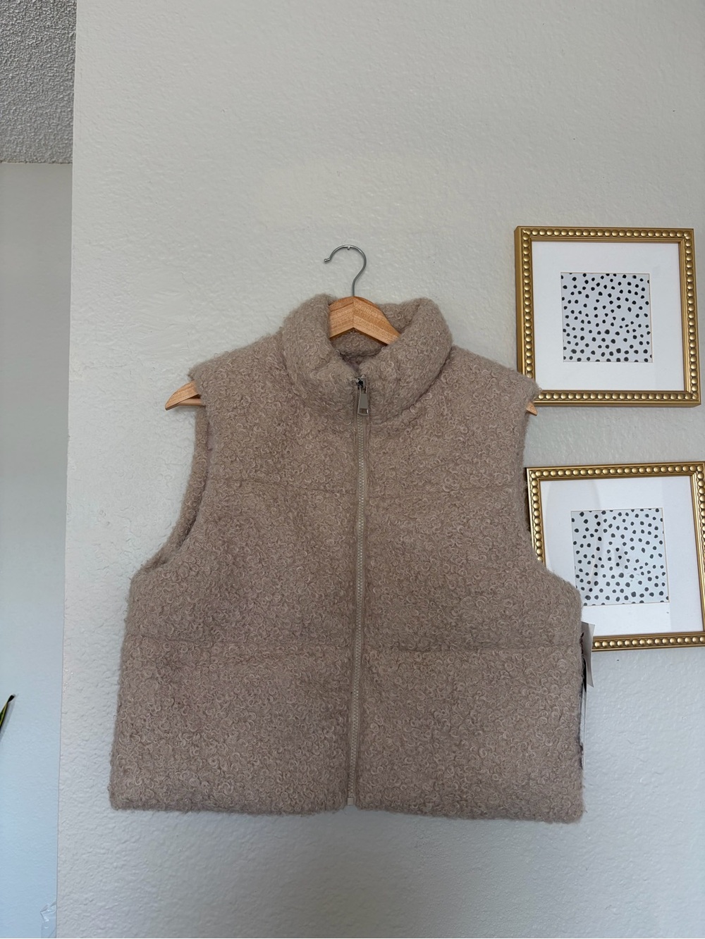 Taupe Teddy Sherpa Zip Front Vest